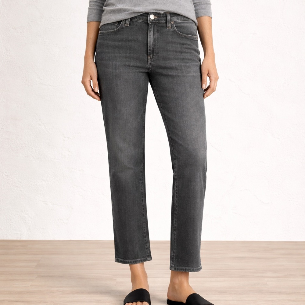 Eileen Fisher Charcoal Straight-Leg Jeans